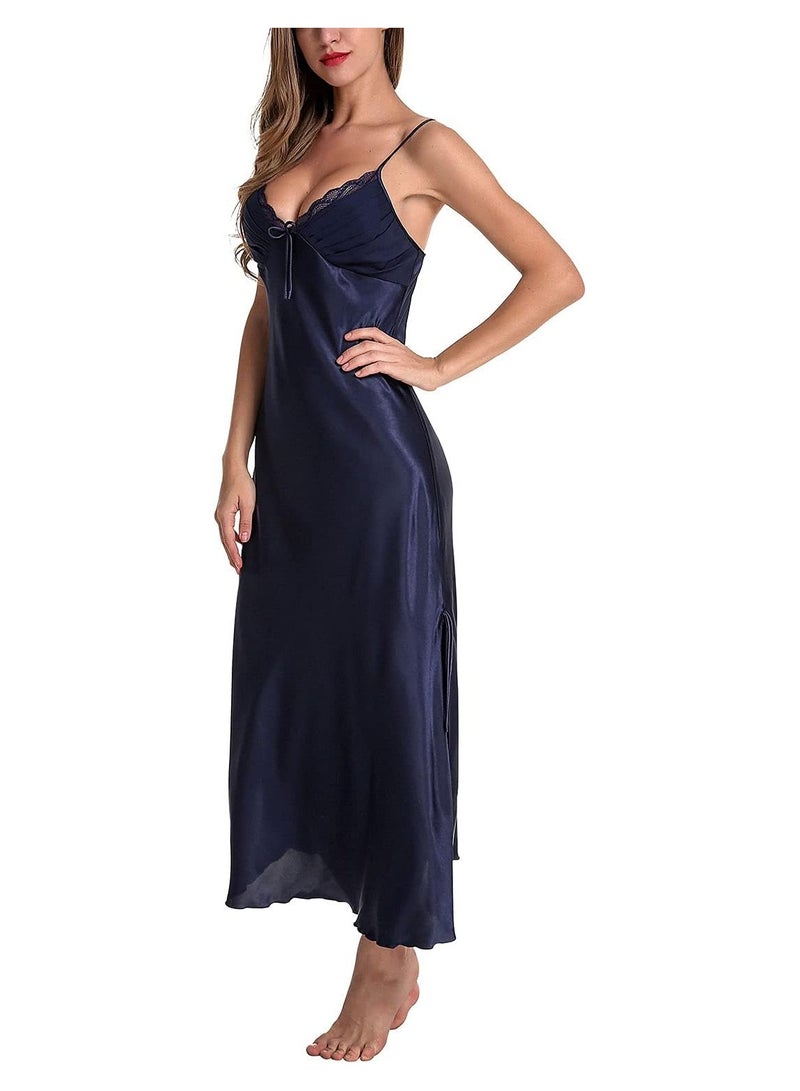 Caprisious Satin Nightgown Dress with Silk Lace Sleeveless Long Chemise – Elegant Lingerie Sleepwear for Women  - Image 3