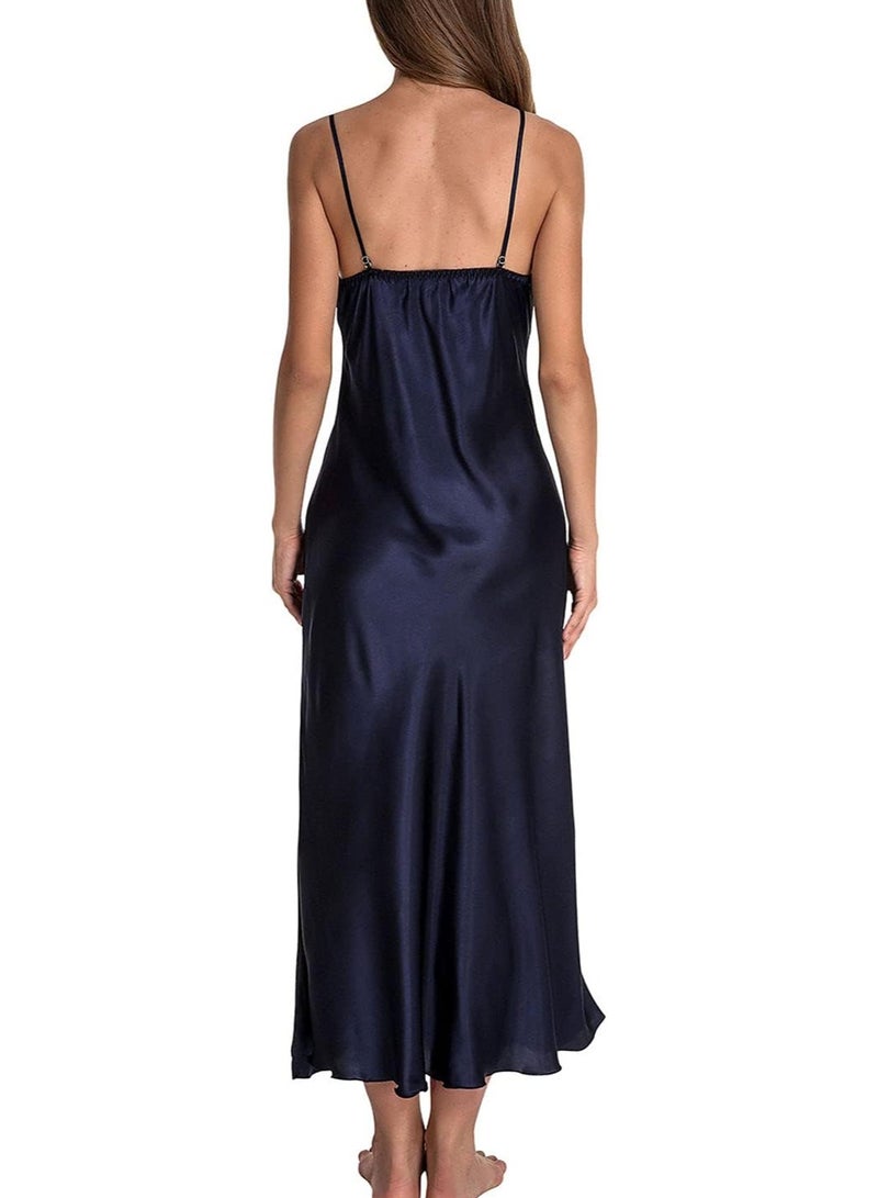 Caprisious Satin Nightgown Dress with Silk Lace Sleeveless Long Chemise – Elegant Lingerie Sleepwear for Women  - Image 5