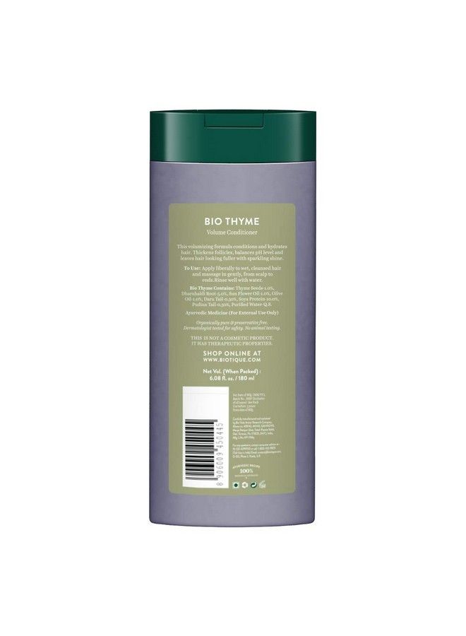 Biotique Thyme Volume Conditioner For Fine And Thinning Hair | Gives Volume And Bounce To Hair | Helps In Thicken Follicles |Suitable For All Skin Types | 180Ml, Peppermint, 180 Millilitre - Image 3