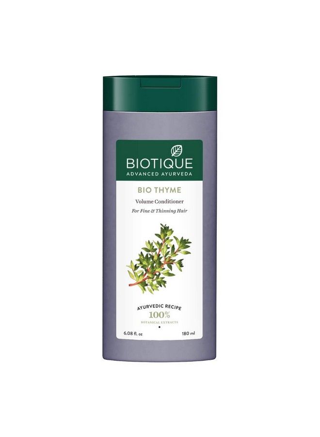 Biotique Thyme Volume Conditioner For Fine And Thinning Hair | Gives Volume And Bounce To Hair | Helps In Thicken Follicles |Suitable For All Skin Types | 180Ml, Peppermint, 180 Millilitre - Image 2