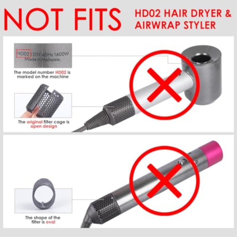 استبدال غطاء مرشح مجفف الشعر المغناطيسي لـ Dyson Supersonic HD01 HD03 HD08 HD15، قطع غيار الفلتر الخارجي، رمادي معدني، تصميم مغناطيسي سهل التركيب - Image 4