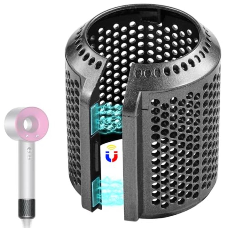 استبدال غطاء مرشح مجفف الشعر المغناطيسي لـ Dyson Supersonic HD01 HD03 HD08 HD15، قطع غيار الفلتر الخارجي، رمادي معدني، تصميم مغناطيسي سهل التركيب - Image 1