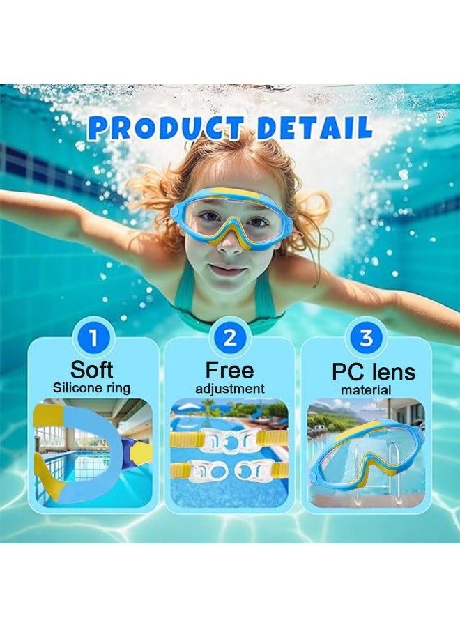 Kids Swim Goggles Ages 3-15 with Earplugs | Large Frame Anti-Fog & UV Protection Swimming Goggles for Boys Girls & Toddlers | Soft Silicone Seal for Comfort - Image 4