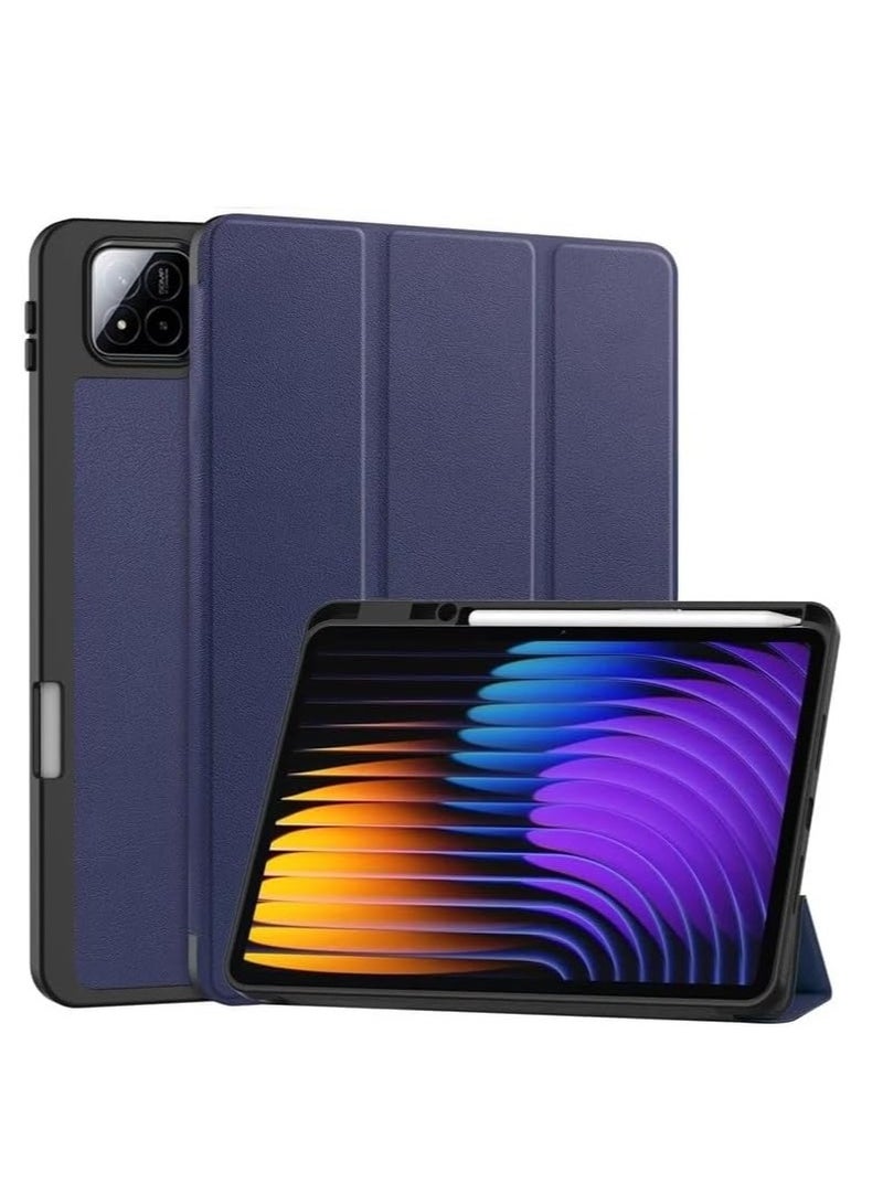MIGOFAST Xiaomi Pad 7 / Xiaomi Pad 7 Pro, Smart Cover with Pencil Holder and Soft Baby Skin Silicone Back and Full Body Protection, Auto Wake/Sleep Cover For Mi Pad 7 /Mi Pad 7 Pro Dark Blue - Image 1