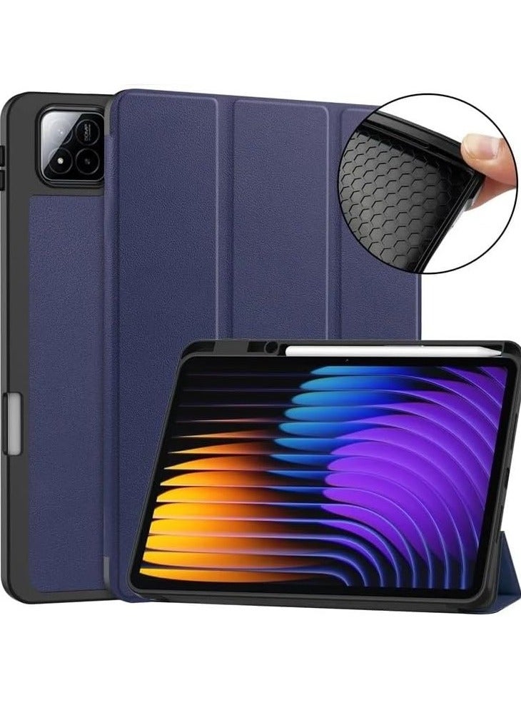MIGOFAST Xiaomi Pad 7 / Xiaomi Pad 7 Pro, Smart Cover with Pencil Holder and Soft Baby Skin Silicone Back and Full Body Protection, Auto Wake/Sleep Cover For Mi Pad 7 /Mi Pad 7 Pro Dark Blue - Image 2