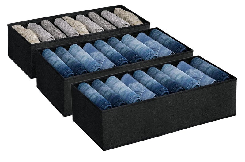 Fancy Walas Fancy Walas jeans organiser for wardrobe clothing organisation cloth organiser for wardrobe organiser for clothes Tshirt Organizer for wardrobe pant Organizer and Drawer Organiser GRID 9 PK03Black - Image 1