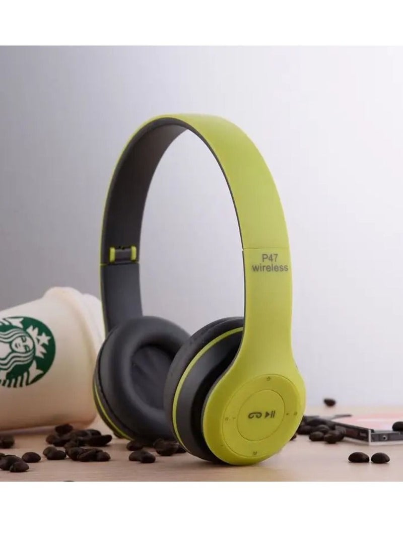 P47 Wireless Headphones, P47 Bluetooth Foldable Headset With Microphone Support FM Radio TF For PC TV Smart Phones & Tablets Wireless Headset With Mic - Image 1