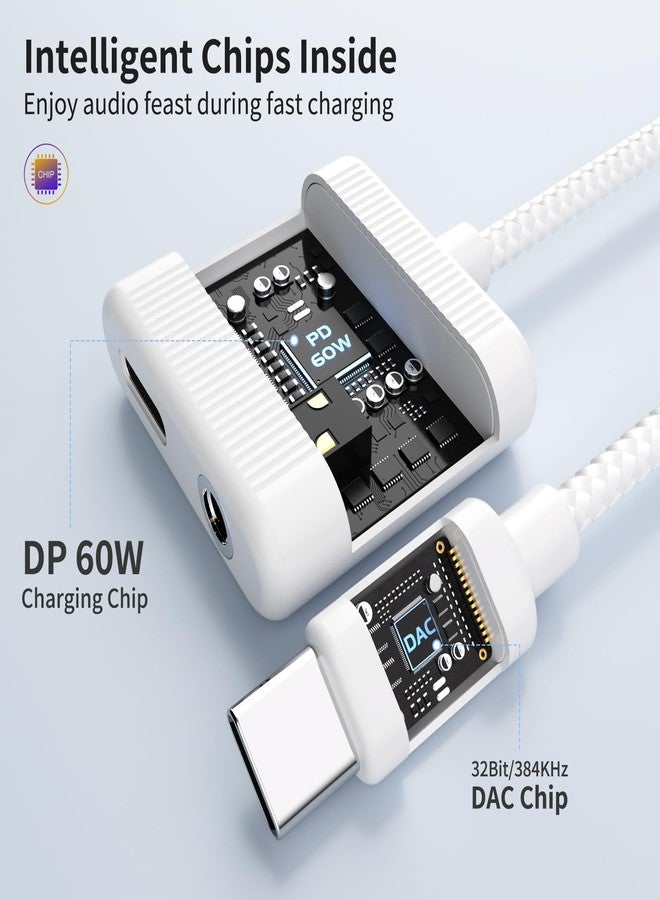 Azddur محول سماعات الأذن USB C إلى 3.5 مم، 2 في 1 محول USB C إلى مقبس سماعات 3.5 مم مع شحن PD 60W متوافق مع iPhone 15/15 Pro Max، Galaxy S24/S24 Ultra/S23/S22/S21FE/Z Fold 5، Pixel 8/7/6 - Image 5