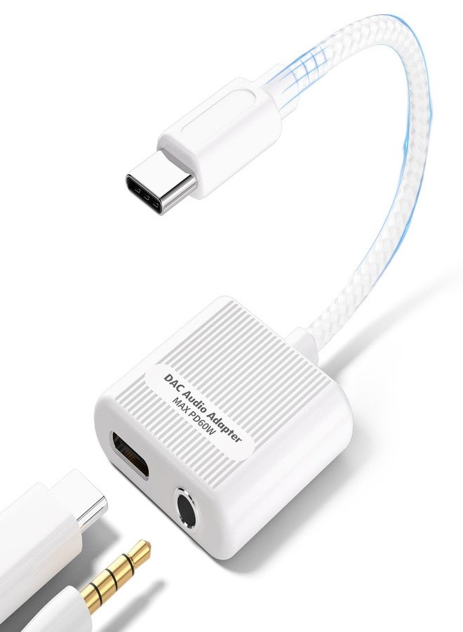Azddur محول سماعات الأذن USB C إلى 3.5 مم، 2 في 1 محول USB C إلى مقبس سماعات 3.5 مم مع شحن PD 60W متوافق مع iPhone 15/15 Pro Max، Galaxy S24/S24 Ultra/S23/S22/S21FE/Z Fold 5، Pixel 8/7/6 - Image 1