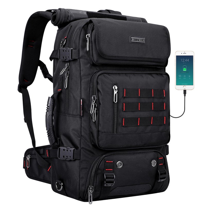 WITZMAN Carry on Travel Backpack for Men Airline Approved Convertible Nylon Duffle Backpack Luggage Bag (B682 Black) - Image 1