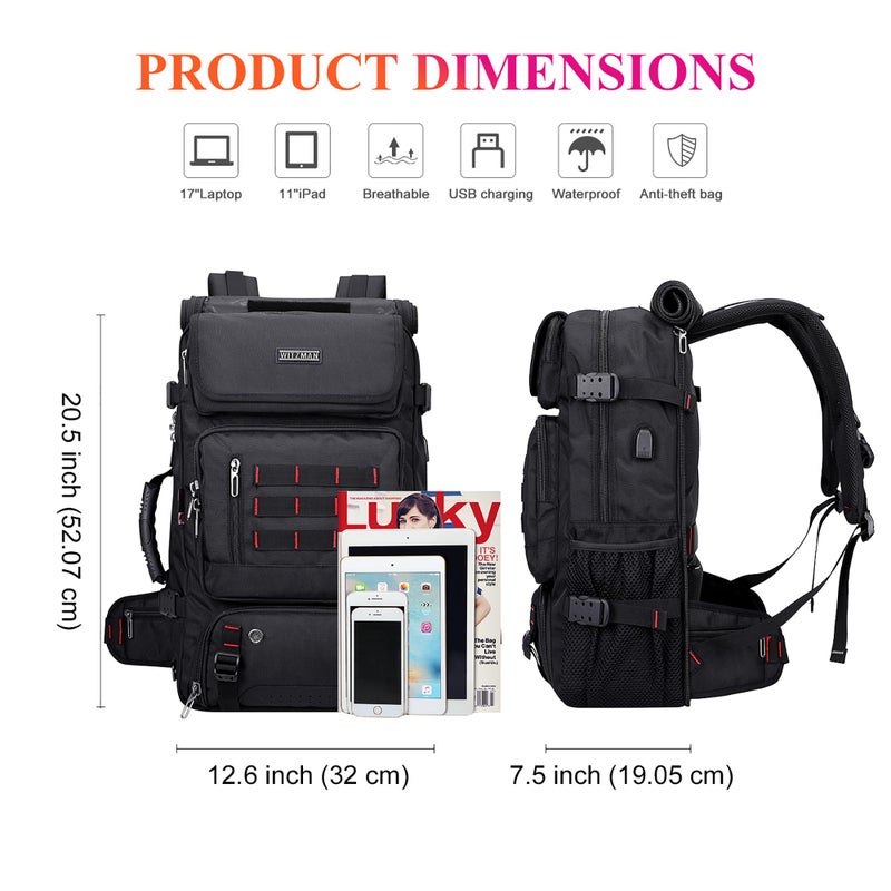 WITZMAN Carry on Travel Backpack for Men Airline Approved Convertible Nylon Duffle Backpack Luggage Bag (B682 Black) - Image 4