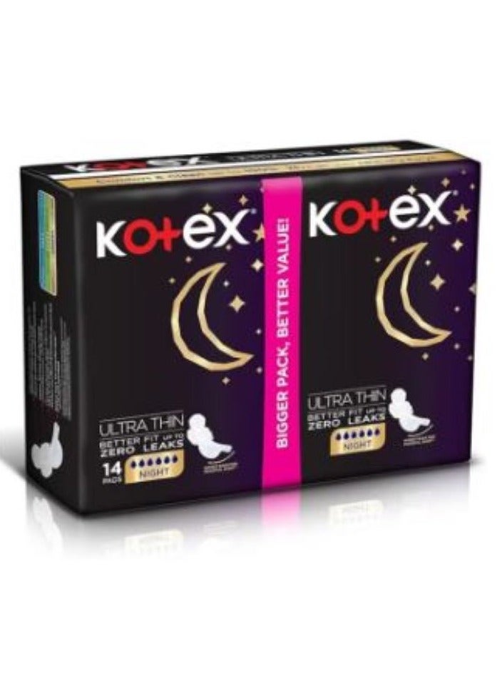 Kotex Ultra Thin Night Wings Pads 14 Pieces