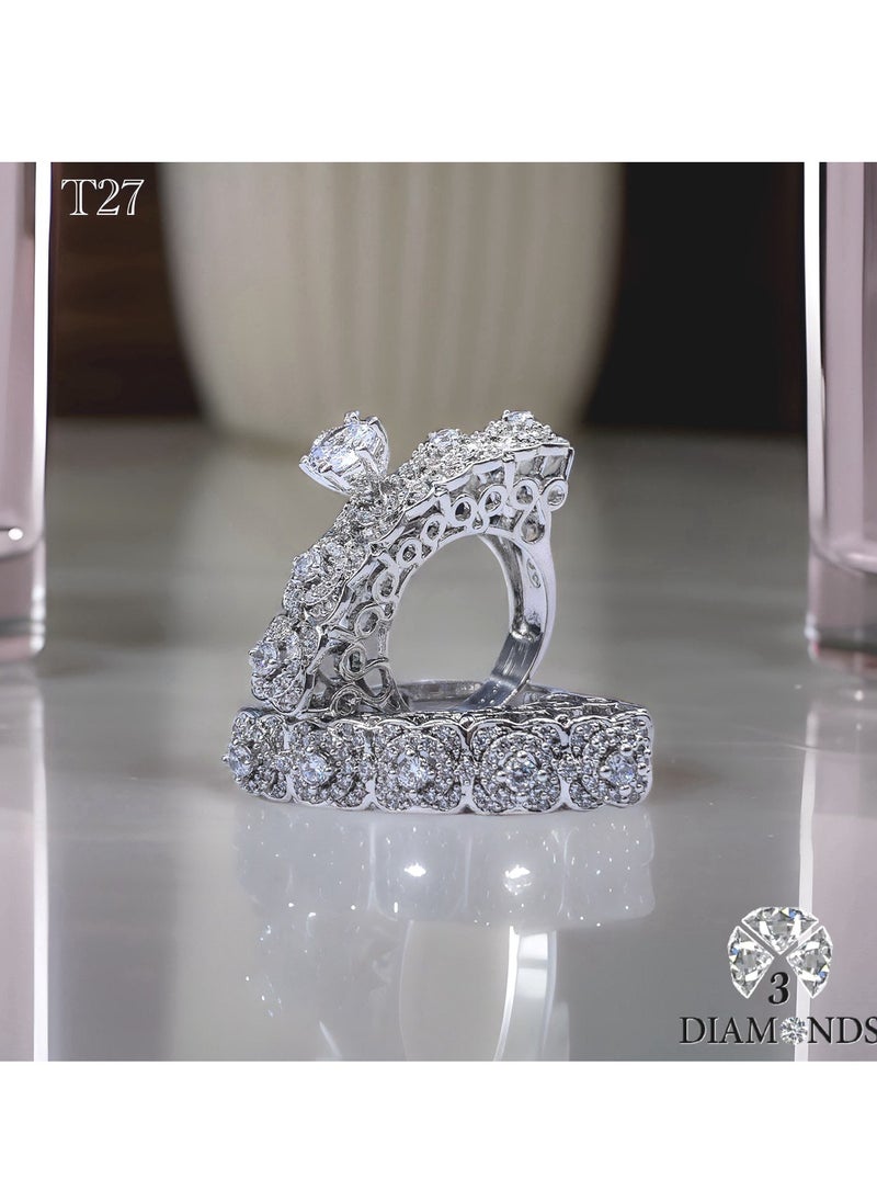 Twins Ring Platinum Plated For Women With Zircon Stone - Silver - pzsku/Z26132726EBD7E563B80CZ/45/_/1713419837/3db92ff5-4c6c-41d3-b990-06146ca30482