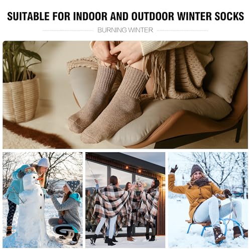 CLOSEMATE Boot Socks for Women Winter Thick Socks Warm Crew Socks Gift for Women 3 Pairs(Coffee Assorted-001) - Image 5