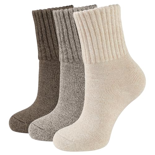 CLOSEMATE Boot Socks for Women Winter Thick Socks Warm Crew Socks Gift for Women 3 Pairs(Coffee Assorted-001) - Image 1