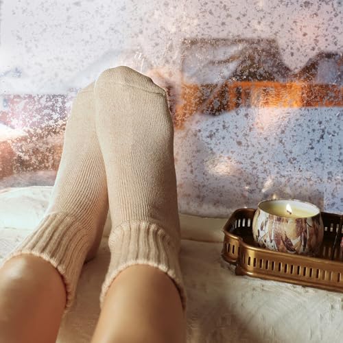 CLOSEMATE Boot Socks for Women Winter Thick Socks Warm Crew Socks Gift for Women 3 Pairs(Coffee Assorted-001) - Image 3