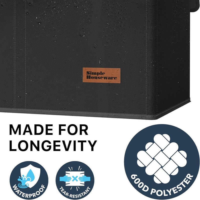 Double Laundry Hamper with Lid and Removable Laundry Bags, Black - Image 5