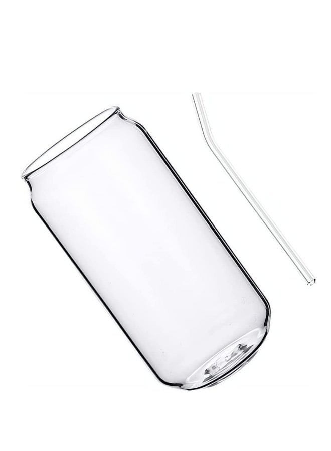 JOMILA Glass Cans Can Shaped Glass Glass Cups Transparent Water Cup Juice Drink Cup Drinking Cups with Bamboo Lid Straw for Water and Mixed Drink for Any Drink and Any Occasion ( 16oz ) - Image 3