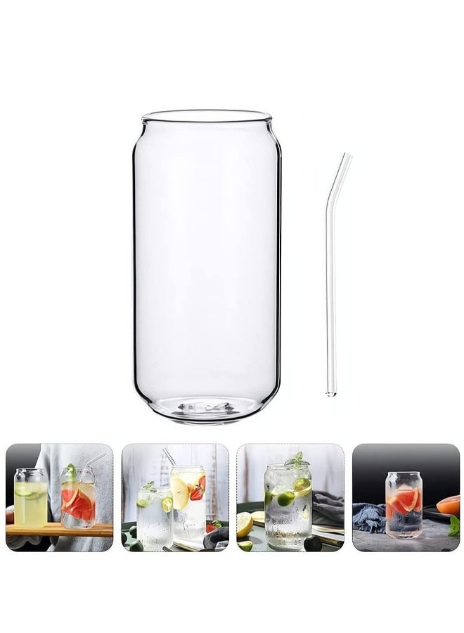 JOMILA Glass Cans Can Shaped Glass Glass Cups Transparent Water Cup Juice Drink Cup Drinking Cups with Bamboo Lid Straw for Water and Mixed Drink for Any Drink and Any Occasion ( 16oz ) - Image 2