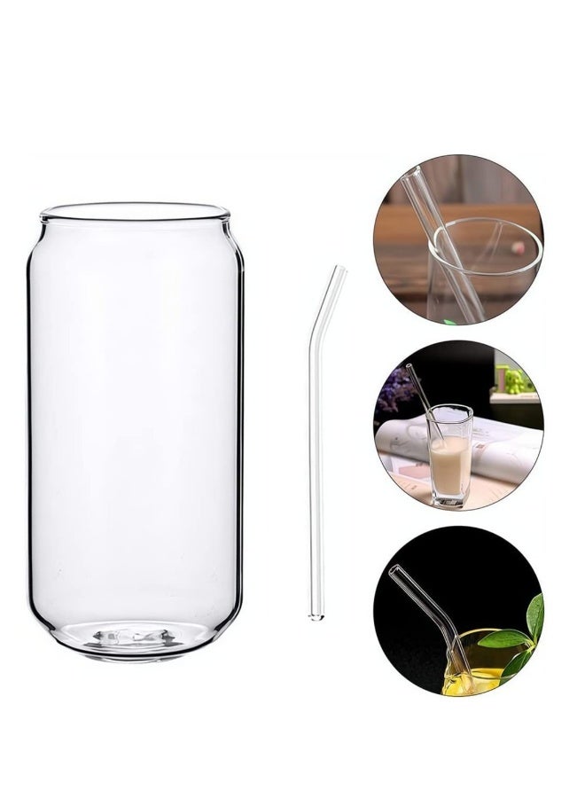 JOMILA Glass Cans Can Shaped Glass Glass Cups Transparent Water Cup Juice Drink Cup Drinking Cups with Bamboo Lid Straw for Water and Mixed Drink for Any Drink and Any Occasion ( 16oz ) - Image 4