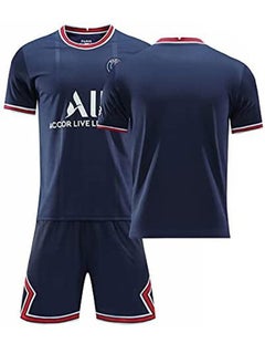 Y&D Paris Mbappe 7 Blue Home 22/23 Soccer Kids Jersey + Shorts Socks Set Kid Size And Adult  - Image 2