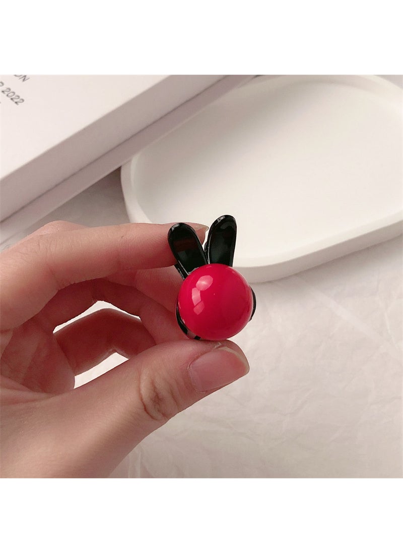 Generic - 2023 Cute Red Bunny Hair Clip 2862 black rabbit red beads - Image 1