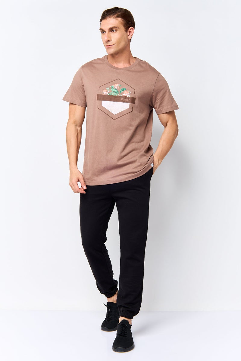 Hurley Men Sportswear Fit Short Sleeve Outdoor T-Shirt, Brown - Image 2