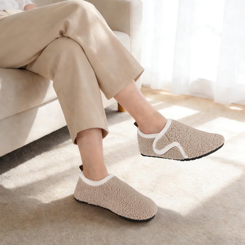 Ultrafun House Slippers for Women Men Slip on Barefoot Slippers Socks Soft Lightweight Rubble Sole House Shoes Indoor/Outdoor (Beige, 8.5-9.5 Women/6.5-7.5 Men) - Image 2