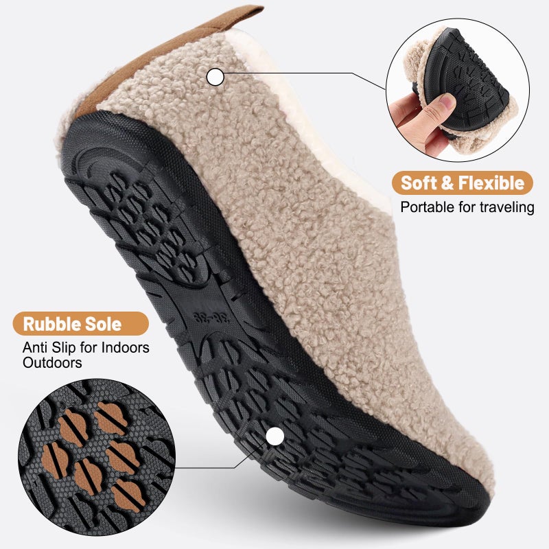 Ultrafun House Slippers for Women Men Slip on Barefoot Slippers Socks Soft Lightweight Rubble Sole House Shoes Indoor/Outdoor (Beige, 8.5-9.5 Women/6.5-7.5 Men) - Image 5