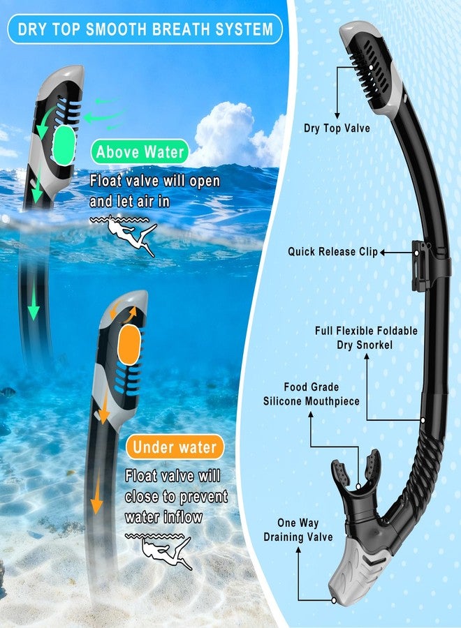Jwintee Snorkeling Gear for Adults, Mask Fin Snorkel Set, Dry Top Snorkel - Image 3