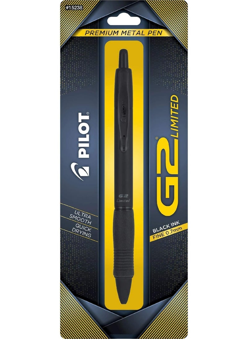 بايلوت قلم حبر جل بايلوت G2 ليميتد بريميوم، سن رفيع 0.7 مم، حبر أسود، جسم أسود مطفي، قطعة واحدة - Image 1