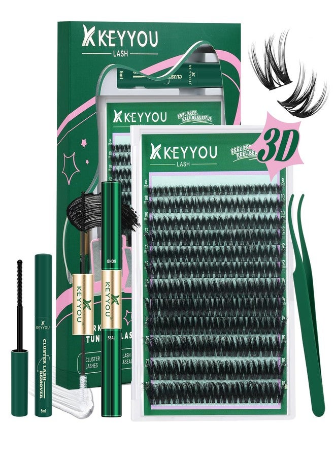 KEYYOU LASH Flora Lash Clusters Kit 3D DIY Lashes Extension Kit Eyelash Clusters 144pcs Thick Individual Lashes Fluffy and Soft Wispy Volume Lashes with Waterproof Lash Bond and Seal & Remover (F01) - Image 1