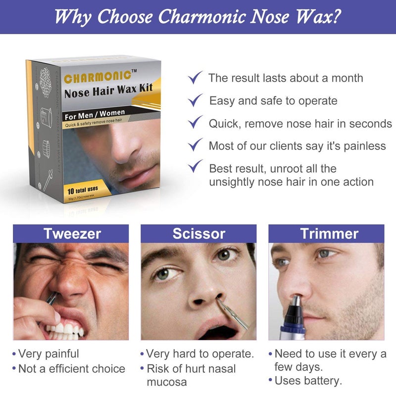 Charmonic Nose Wax Kit for Men and Women, Nose Hair Removal Wax for Charmonic (50 grams / 10 times usage count) - Image 3