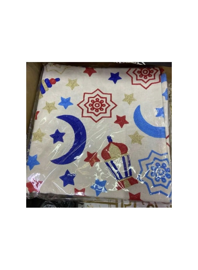 ويفي مفرش طاولة أو حائط (140*140 سم) -موديل فوانيس ونجوم وهلال ملون