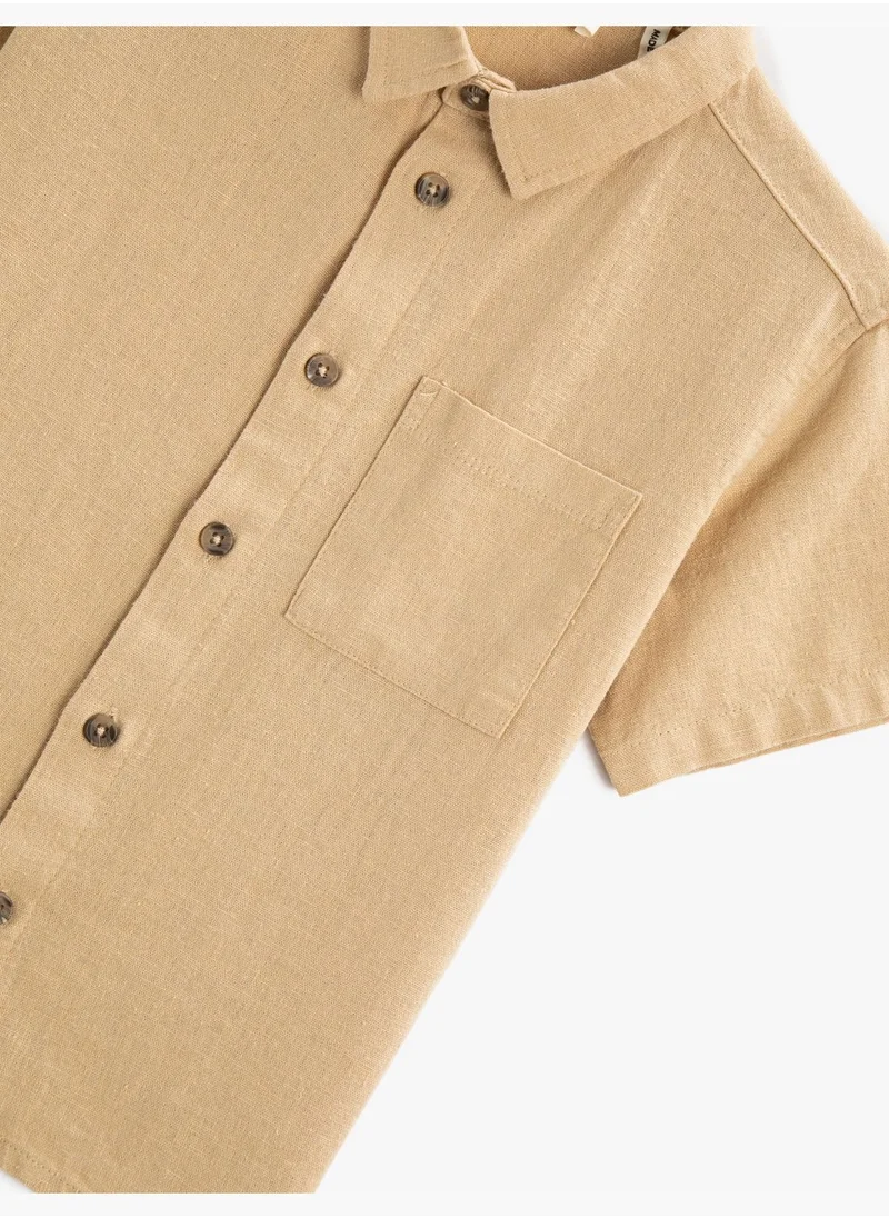 KOTON Linen Blend Shirt Short Sleeve