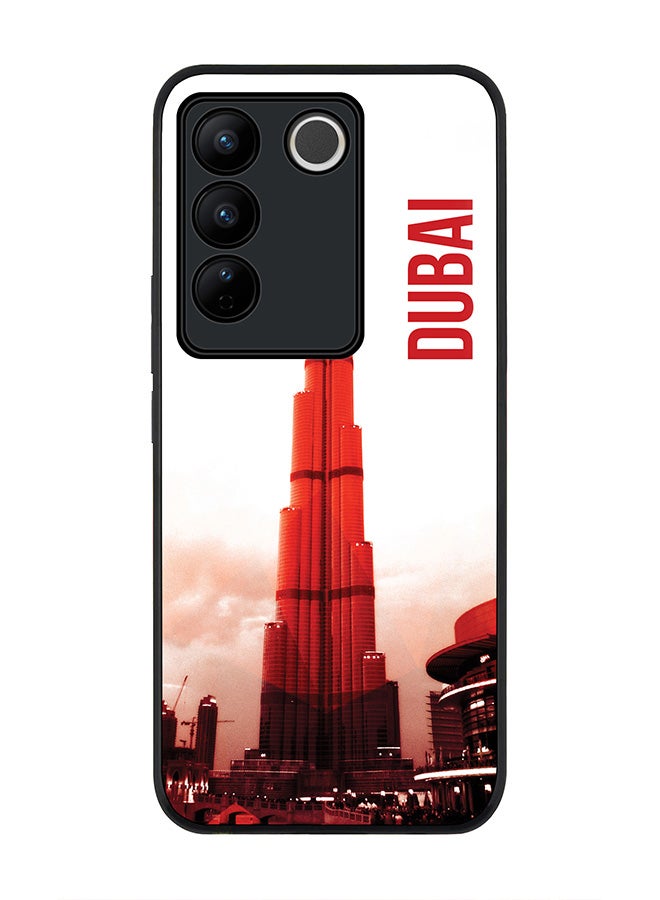 Stylizedd Rugged Black Edge case for Vivo V27 / Vivo V27 Pro / Vivo S16, Slim fit Soft Flexible Rubber Edges Anti Drop Cover - Dubai - The Burj - Image 1