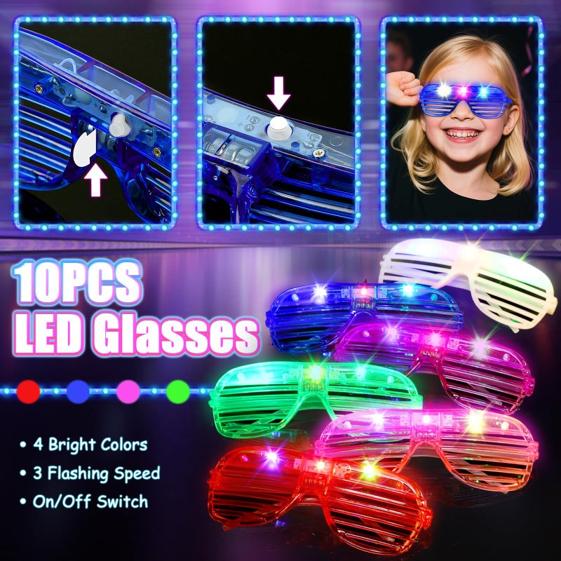 MIBOTE 269Pcs Led Light Up Toys Party Favors Glow in the Dark Party Supplies for Kid/Adults Halloween with Light Up Glasses,Rings,Fidget Spinner Bracelets,100 Glow Sticks Bulk Party Pack DIY Glow - Image 4