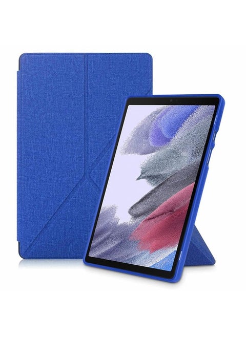 Case Cover For Samsung Galaxy Tab A7 10.4 2020 T500 Cloth Texture Multi-folding Horizontal Flip PU Leather Shockproof Case with Holder & Sleep / Wake-up Function Blue