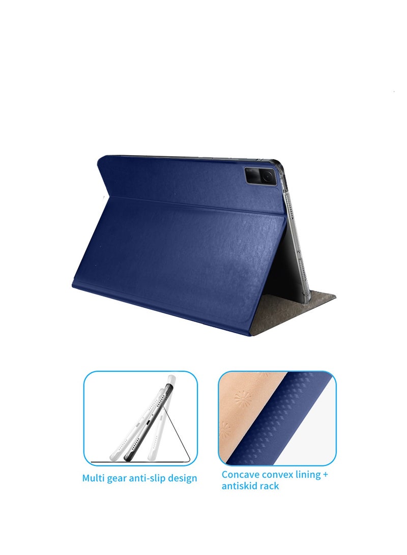 دبليو تيك حافظة كلاسيكية من جلد البولي يوريثان قابلة للطي بحامل ثلاثي لهاتف Xiaomi Redmi Pad مقاس 10.61 بوصة 2022 باللون الأزرق الداكن - Image 2