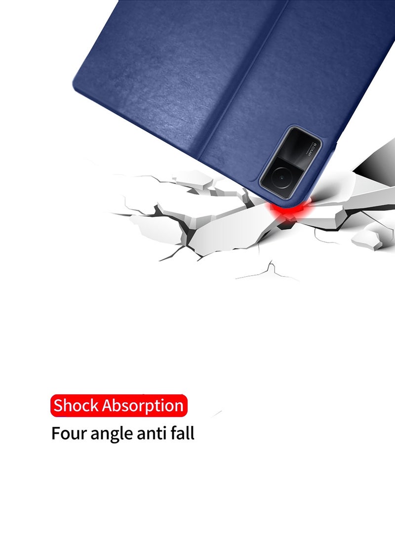 دبليو تيك حافظة كلاسيكية من جلد البولي يوريثان قابلة للطي بحامل ثلاثي لهاتف Xiaomi Redmi Pad مقاس 10.61 بوصة 2022 باللون الأزرق الداكن - Image 5