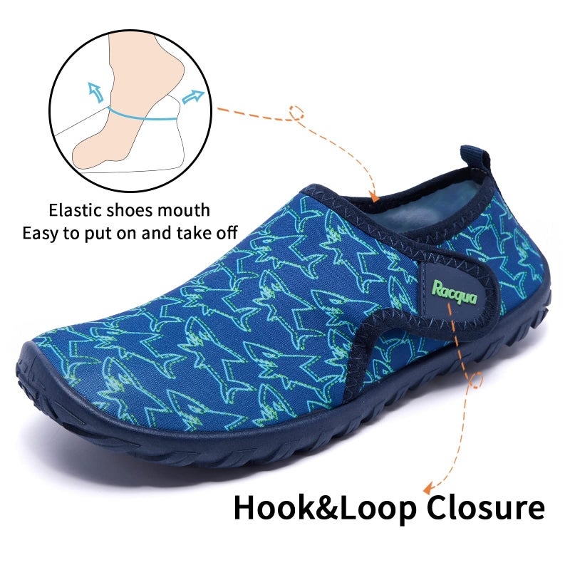 Racqua Boys Water Shoes Kids Swim Pool Lightweight Quick Dry Beach Sport Shoes Barefoot Walking Boating Surfing Aqua Shoes Little Kid Shark 11 - Image 4