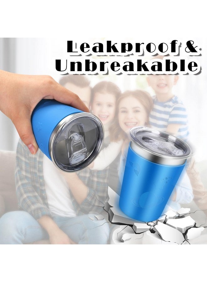 ShineMe Stainless Steel Cups for Kids, 2 pack Kids Cups with Lids and Cute Space Character Sleeves, 12oz No Spill Cups for Toddlers Reusable & Unbreakable - Image 4