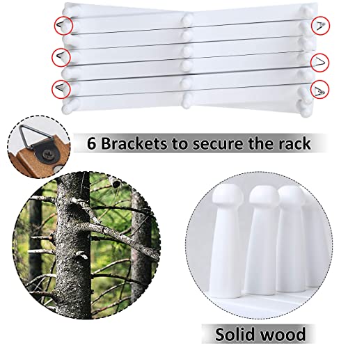 WEBI Accordion Wall Hanger,Wooden Expandable Coat Rack Wall Mounted,Accordion Hat Rack for Wall,Accordion Hook Rack for Hats,Caps,20 Peg Hooks,White - Image 5