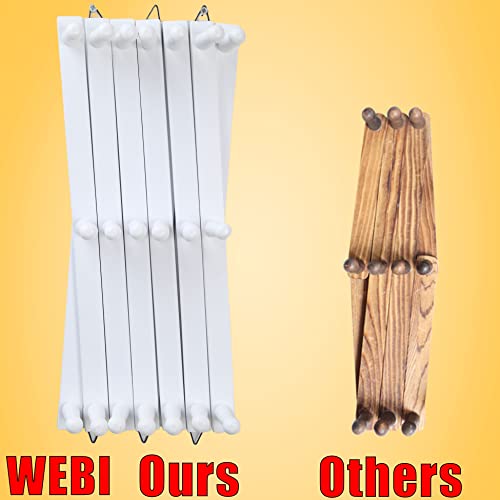 WEBI Accordion Wall Hanger,Wooden Expandable Coat Rack Wall Mounted,Accordion Hat Rack for Wall,Accordion Hook Rack for Hats,Caps,20 Peg Hooks,White - Image 2