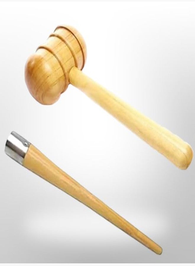 Rioff Cricket Bat Mallet Hammer Grip Cone Sports Wooden Cricket Bat Grip Cone Knocking Hammer Wooden Bat Mallet Combo Pack of 2 - Image 1