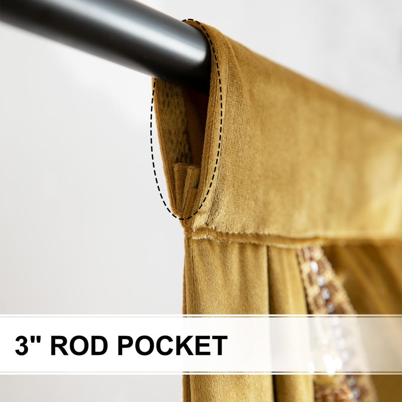 VOGOL Thick Velvet Curtains Valance for Bedroom, Gold Thermal Insulated Luxury Waterfall Valances for Formal Living Room, Rod Pocket Top, W39 Inches, 1 Panel - Image 4
