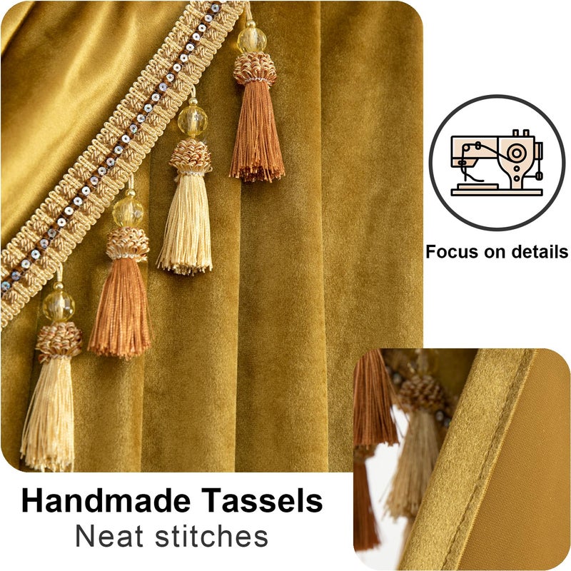 VOGOL Thick Velvet Curtains Valance for Bedroom, Gold Thermal Insulated Luxury Waterfall Valances for Formal Living Room, Rod Pocket Top, W39 Inches, 1 Panel - Image 5