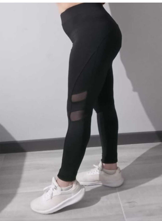 trendyol Black Tulle Detailed Full Length Knitted Sports Leggings TWOAW20TA0023  - Image 2