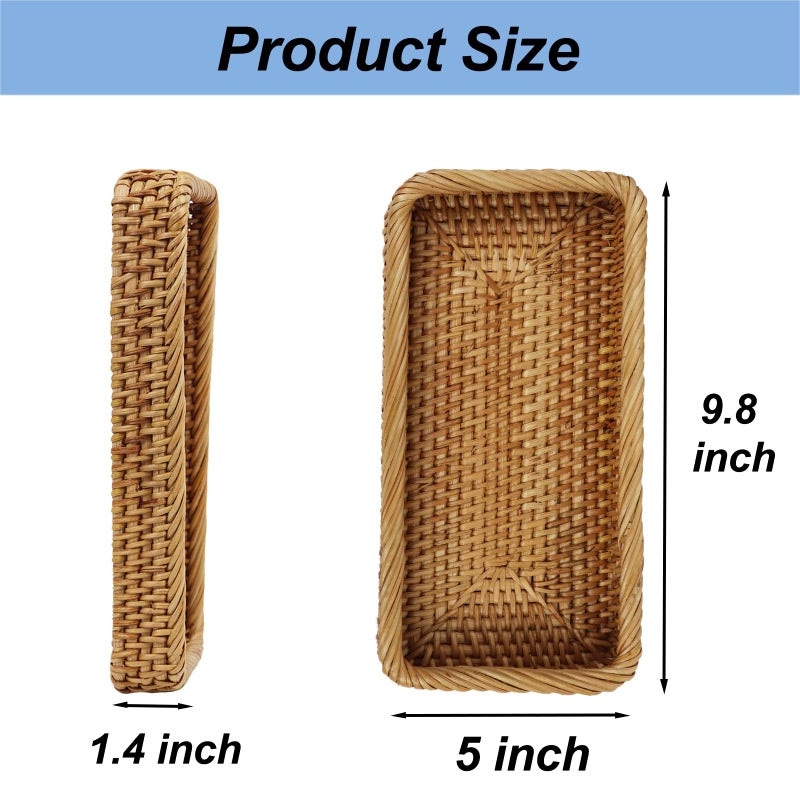 ORDELITE Rattan Bathroom Tray Countertop, Wicker Toilet Tank Basket, Decorative Bathroom Vanity Tray for Decor Coffee Table - Image 4