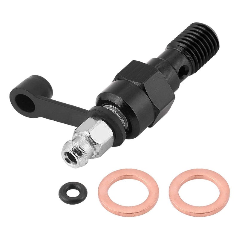 Aramox Banjo Bleed Screw Motorcycle Brake Caliper M10x1.0mm Master Cylinder Dust Cap Black - Image 1